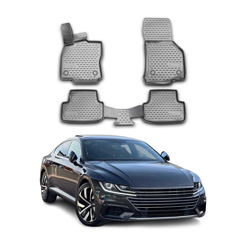 Tapis de sol pour VW Arteon 2017-2025 en caoutchouc TPE 3D Gris 4Pcs