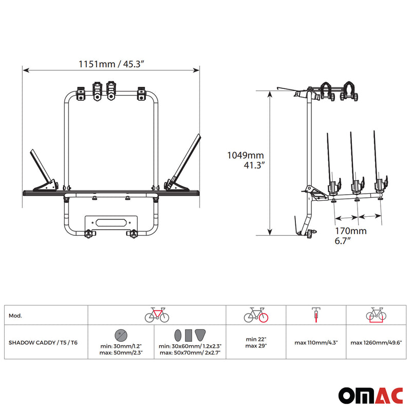 Menabo porte-vélos sur hayon pour VW T6 Transporter Multivan Caravelle Alu