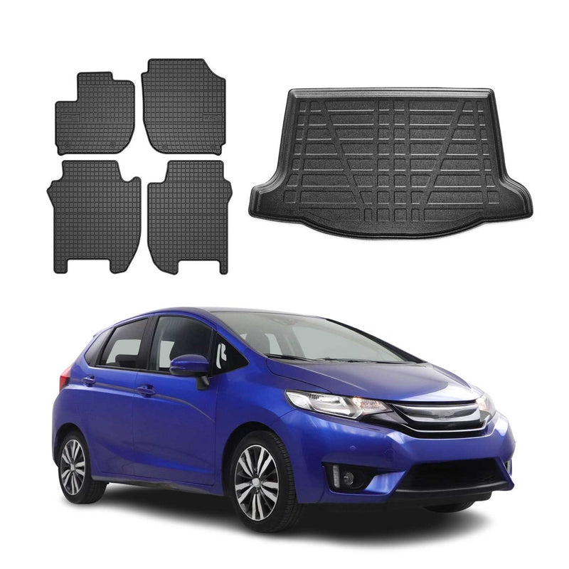 Kit Tapis de sol et coffre pour Honda Jazz 2015-2020 TPE Noir