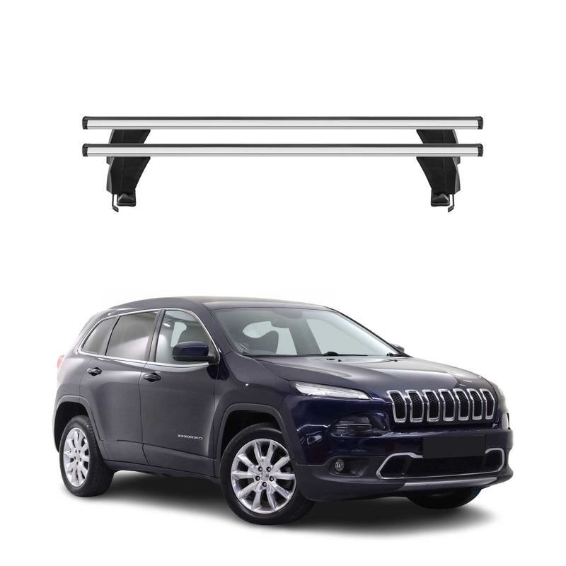 Menabo Barres de toit Transversales pour Jeep Cherokee 2014-2018 Gris ABE 2x