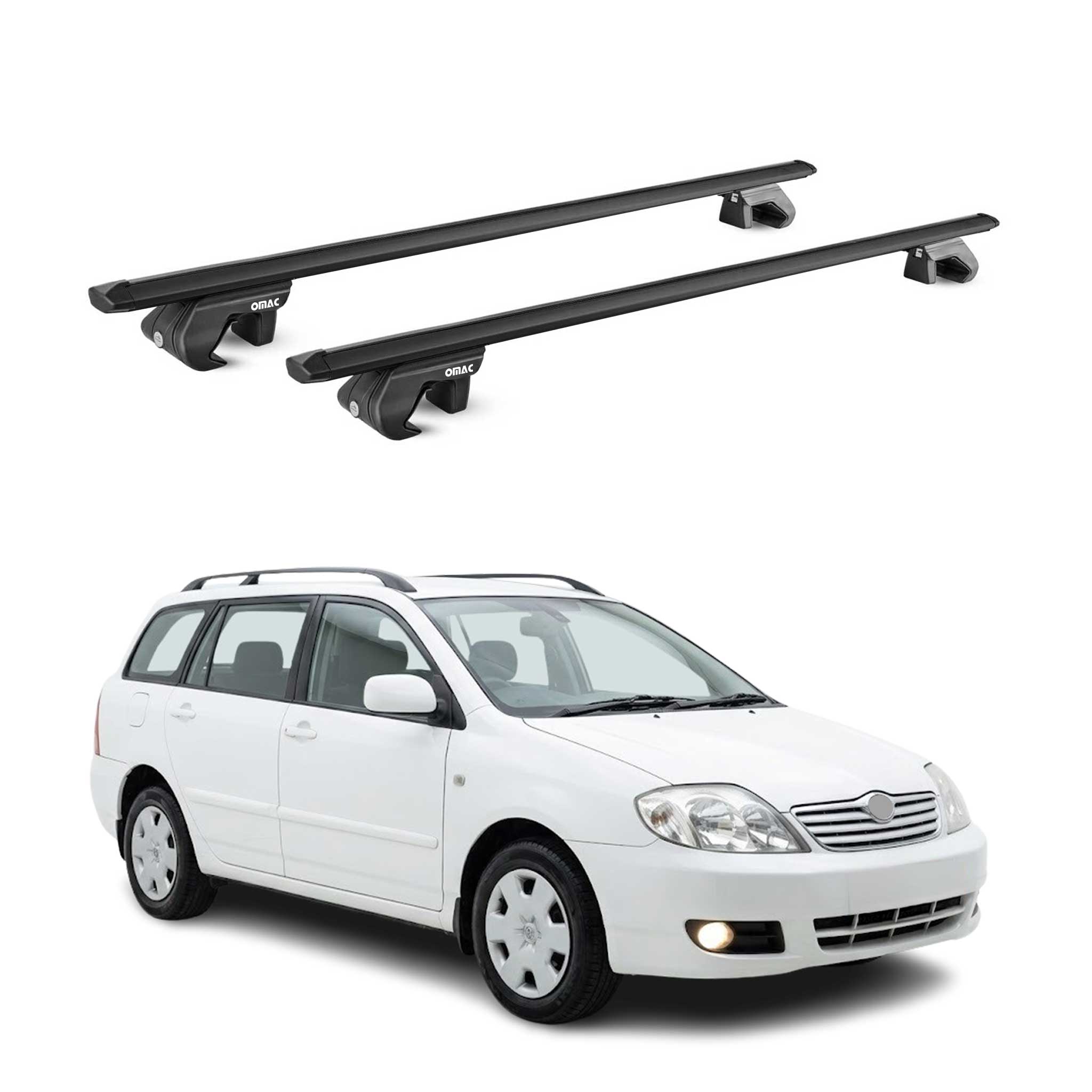 Barres de toit transversales pour Toyota Corolla mk9 Break 2002-2007 Noir ABE