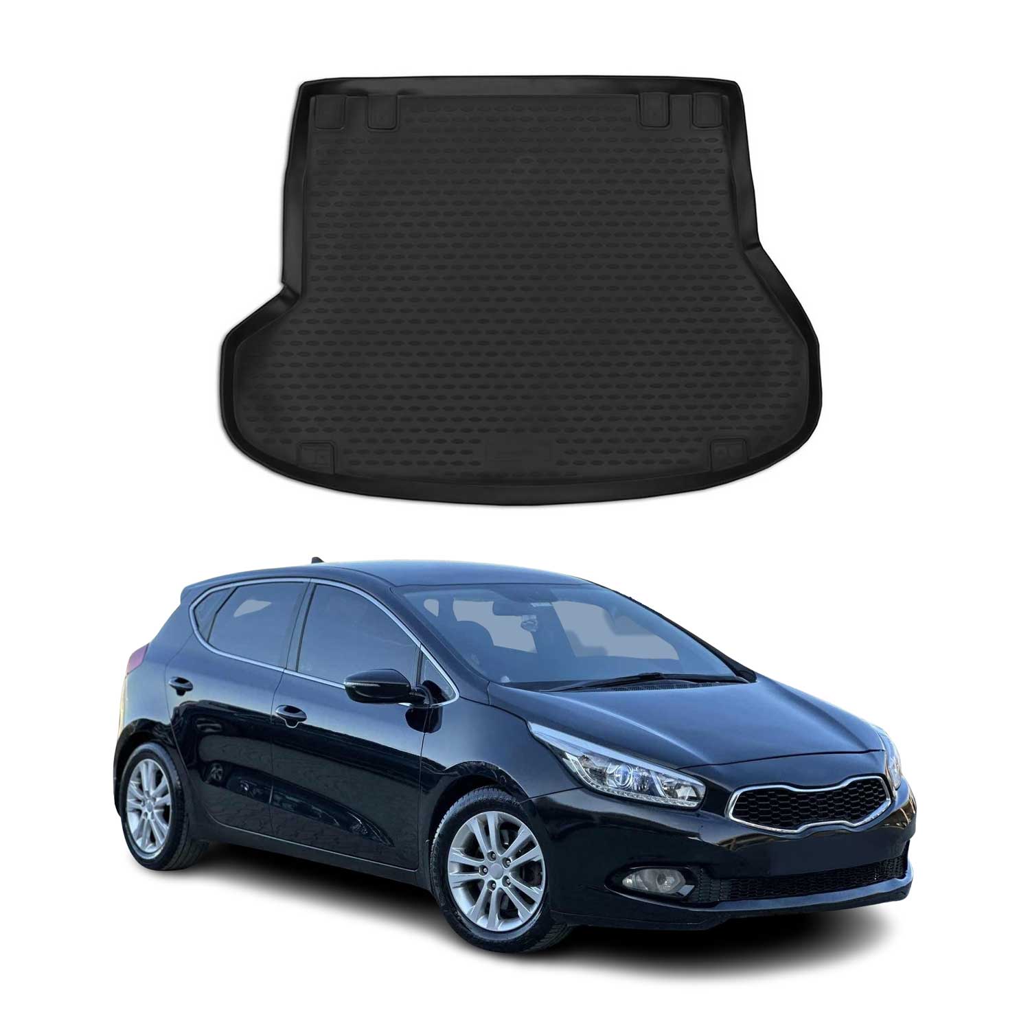 Tapis de Coffre pour Kia Ceed 2012-2018 en Caoutchouc Noir