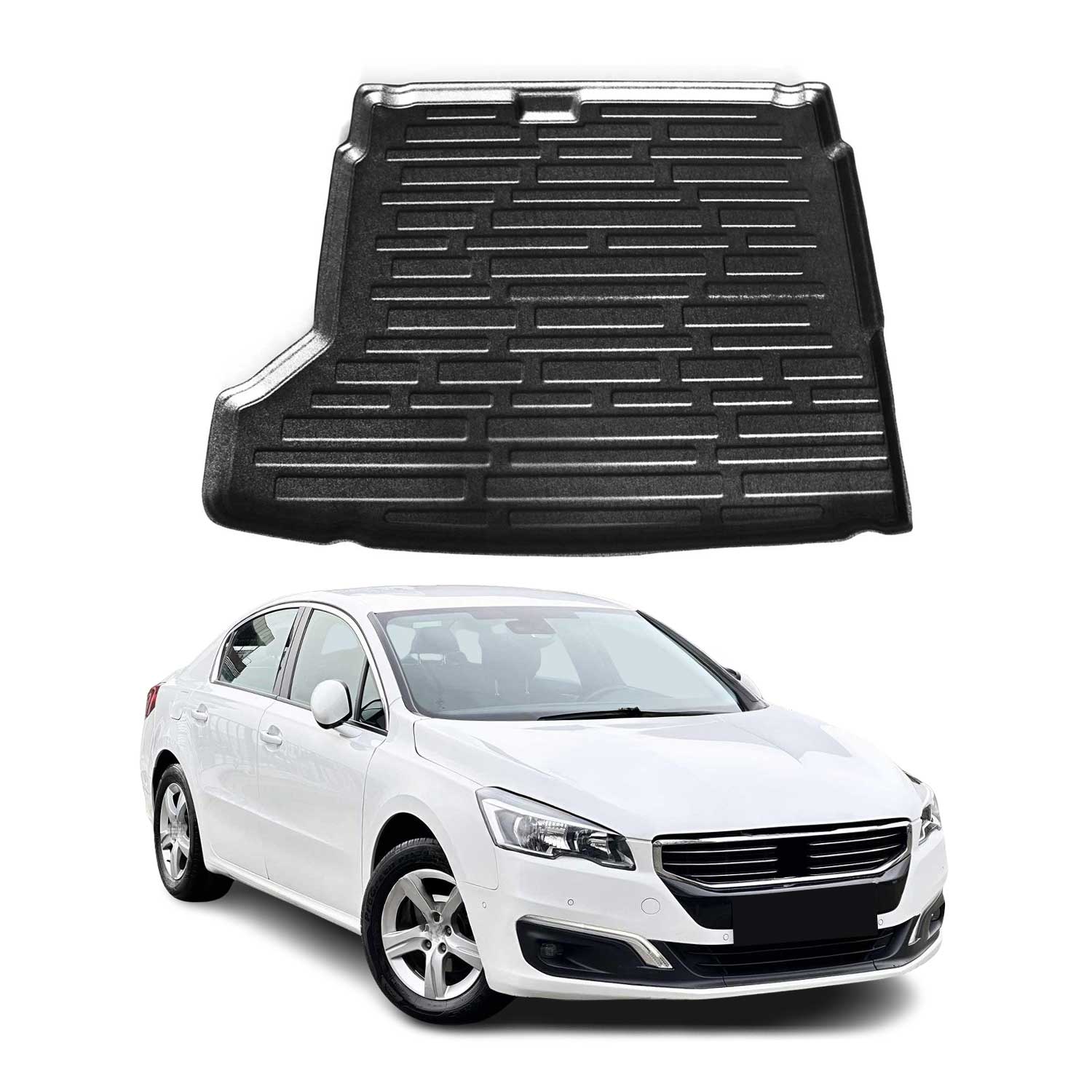 Tapis de Coffre pour Peugeot 508 I Berline 2011-2018 en TPE Noir