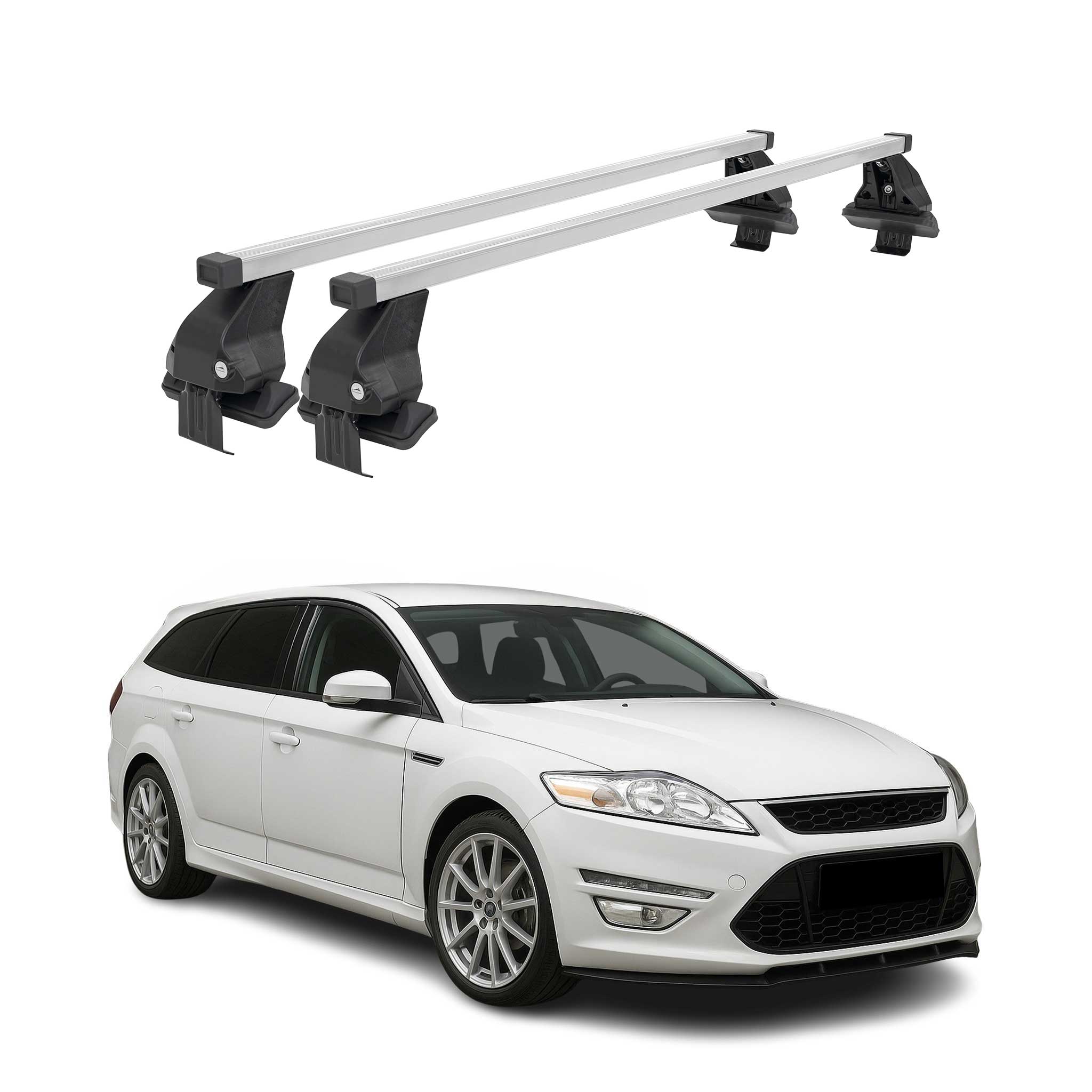Barres de toit transversales pour Ford Mondeo mk4 Wagon 2007-2014 Acier Gris