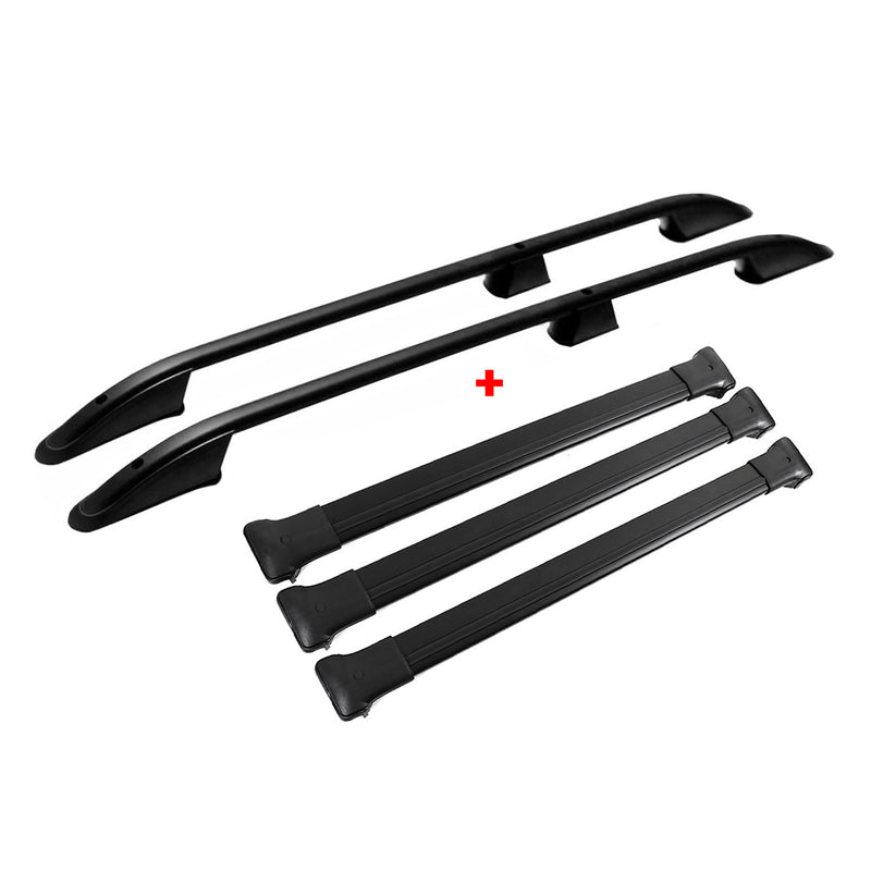 Kit Barres de toit pour Renault Trafic 2014-2024 L3 Empattement Langer Noir 5x