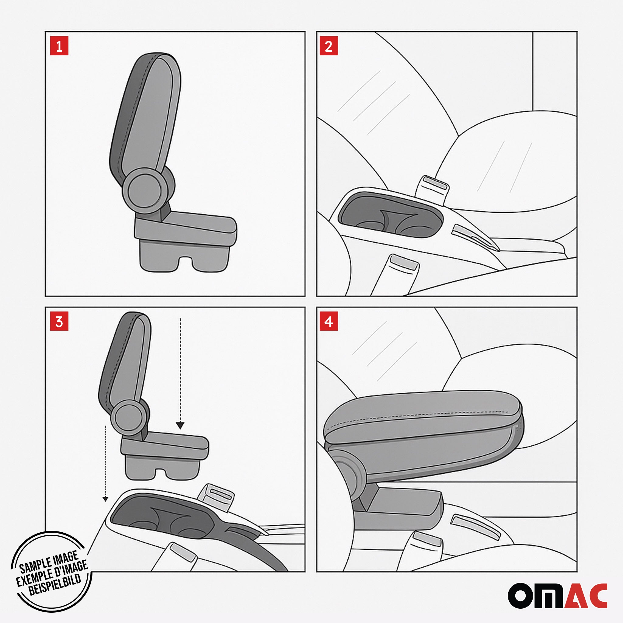 Accoudoir pour Opel Corsa E Break 2014-2019 Vinyl Abs Noir Coulissant