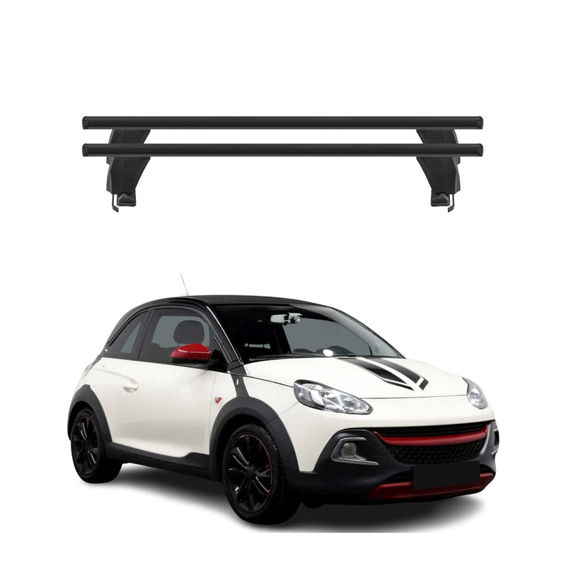 Menabo Barres de toit Transversales pour Opel Adam 2013-2019 Alu Noir ABE 2x