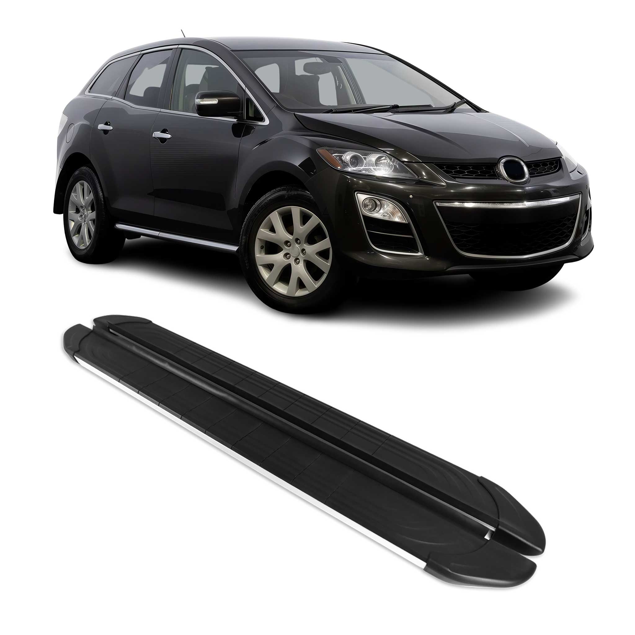 Marchepieds Latéraux pédale pour Mazda CX-7 2006-2012 Aluminium Gris Noir 2Pcs