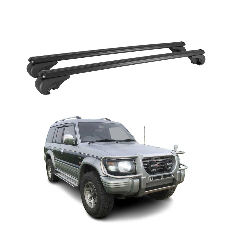 Barres de toit Transversales pour Mitsubishi Pajero 1990-2000 Aluminium Noir