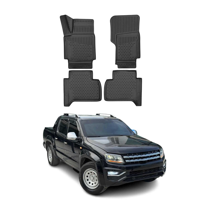 Tapis de sol pour VW Amarok 2018-2021 en caoutchouc TPE 3D Noir 4Pcs