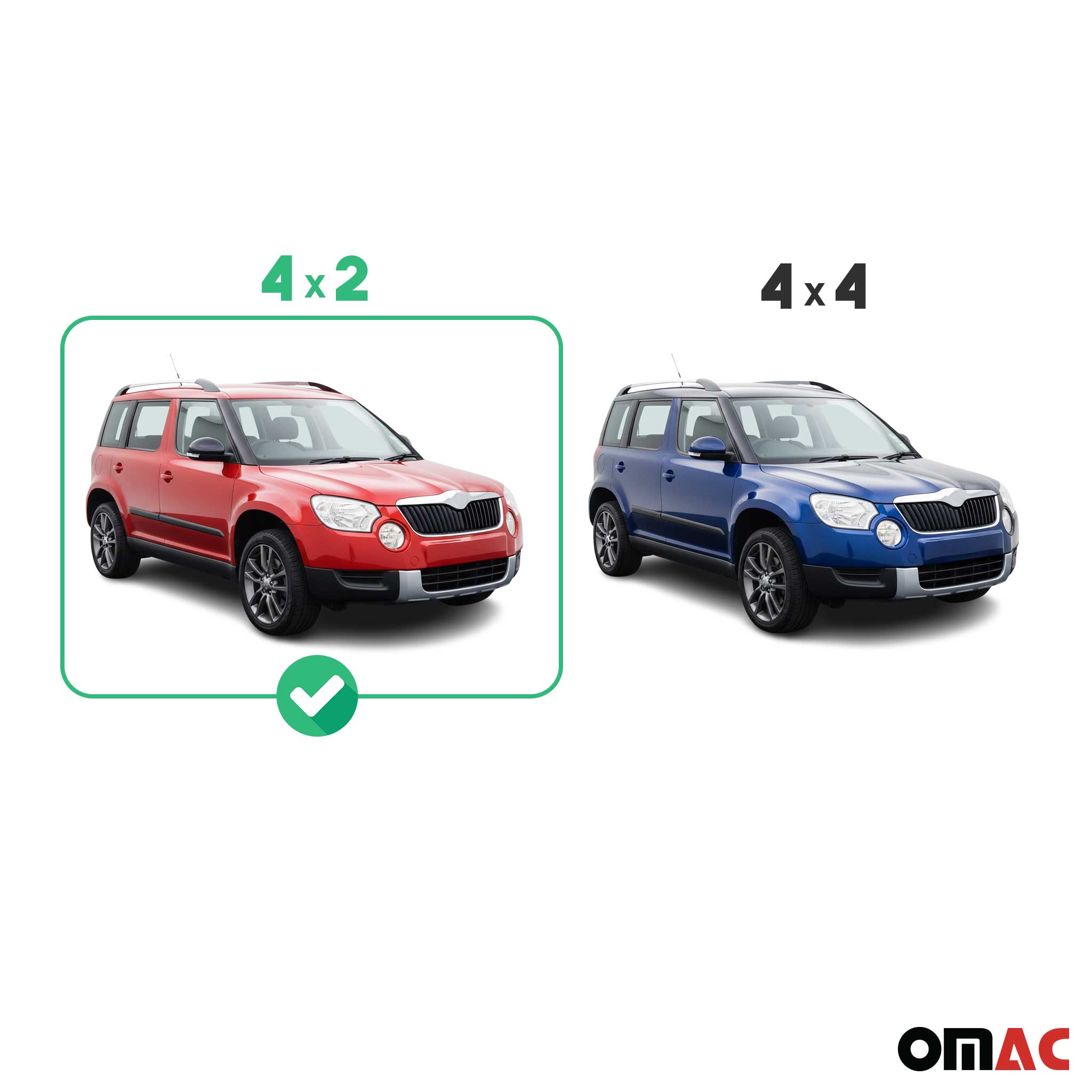 Marchepieds Latéraux pour Skoda Yeti 4x2 2010-2013 Acier Inoxydable Argent
