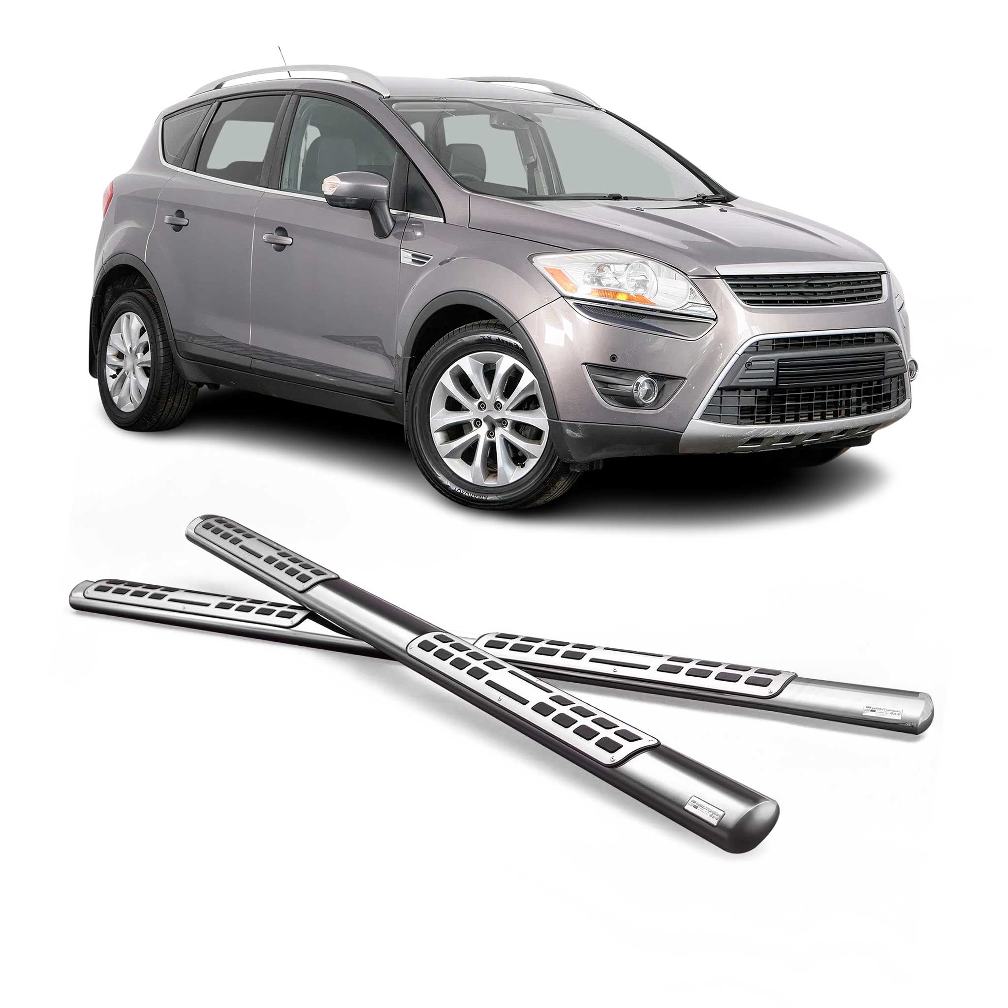 Marchepieds Latéraux pour Ford Kuga I 2008-2012 Acier Inoxy Argent
