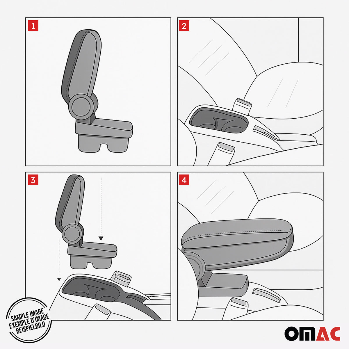 Accoudoir pour Ford Transit Tourneo Courier 2014-2024 Vinyl Abs Gris