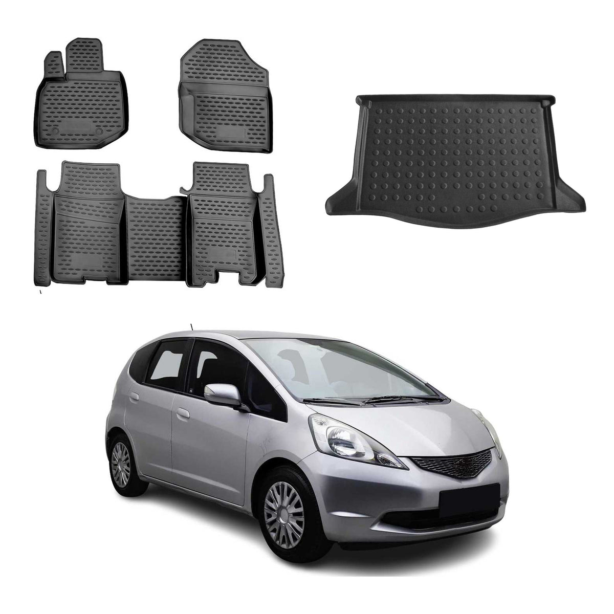 OMAC Kit Tapis de Sol et Coffre pour Honda Jazz 2009-2014