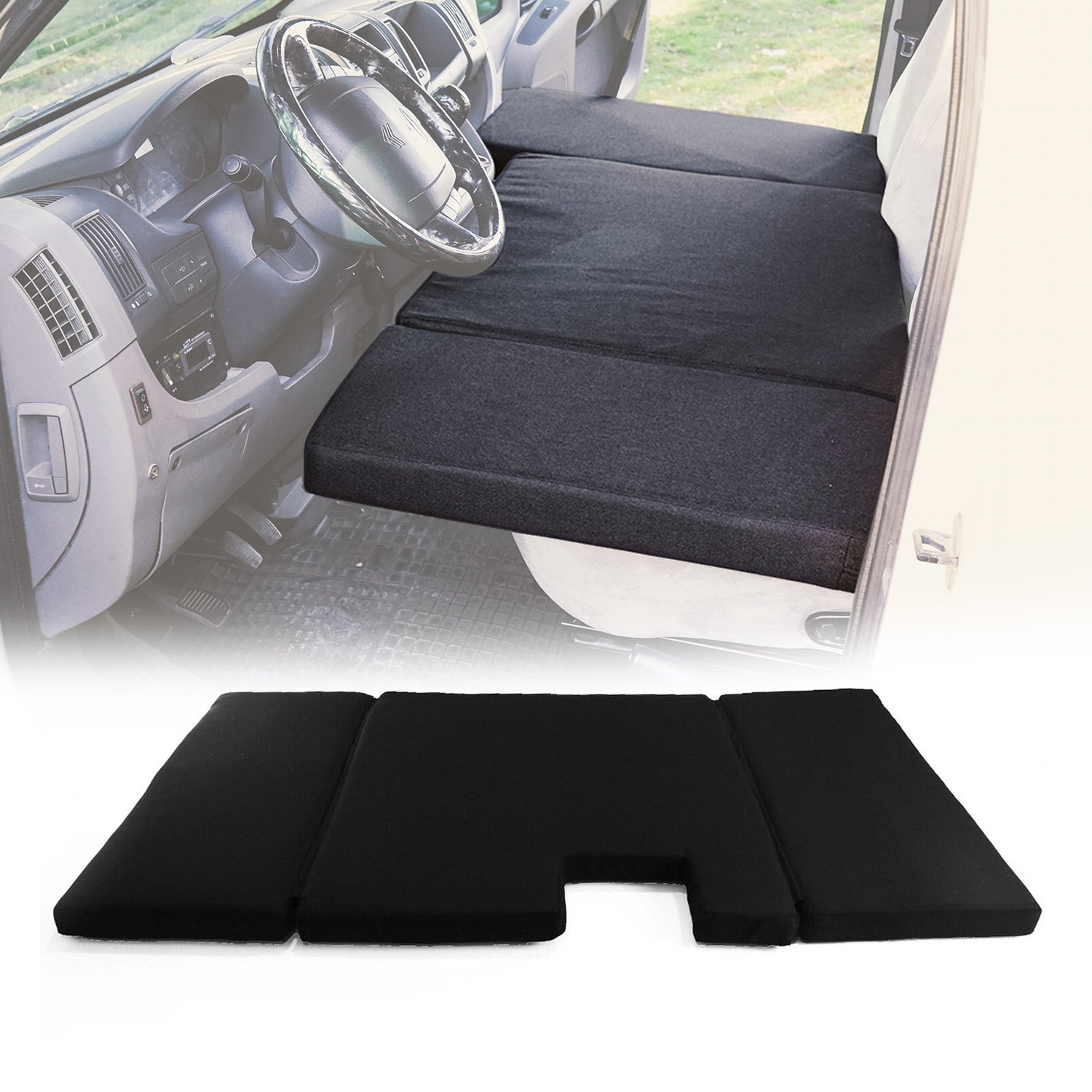 OMAC Matelas de Camping Pliable pour VW Crafter 2017-2026 en Polyester Noir