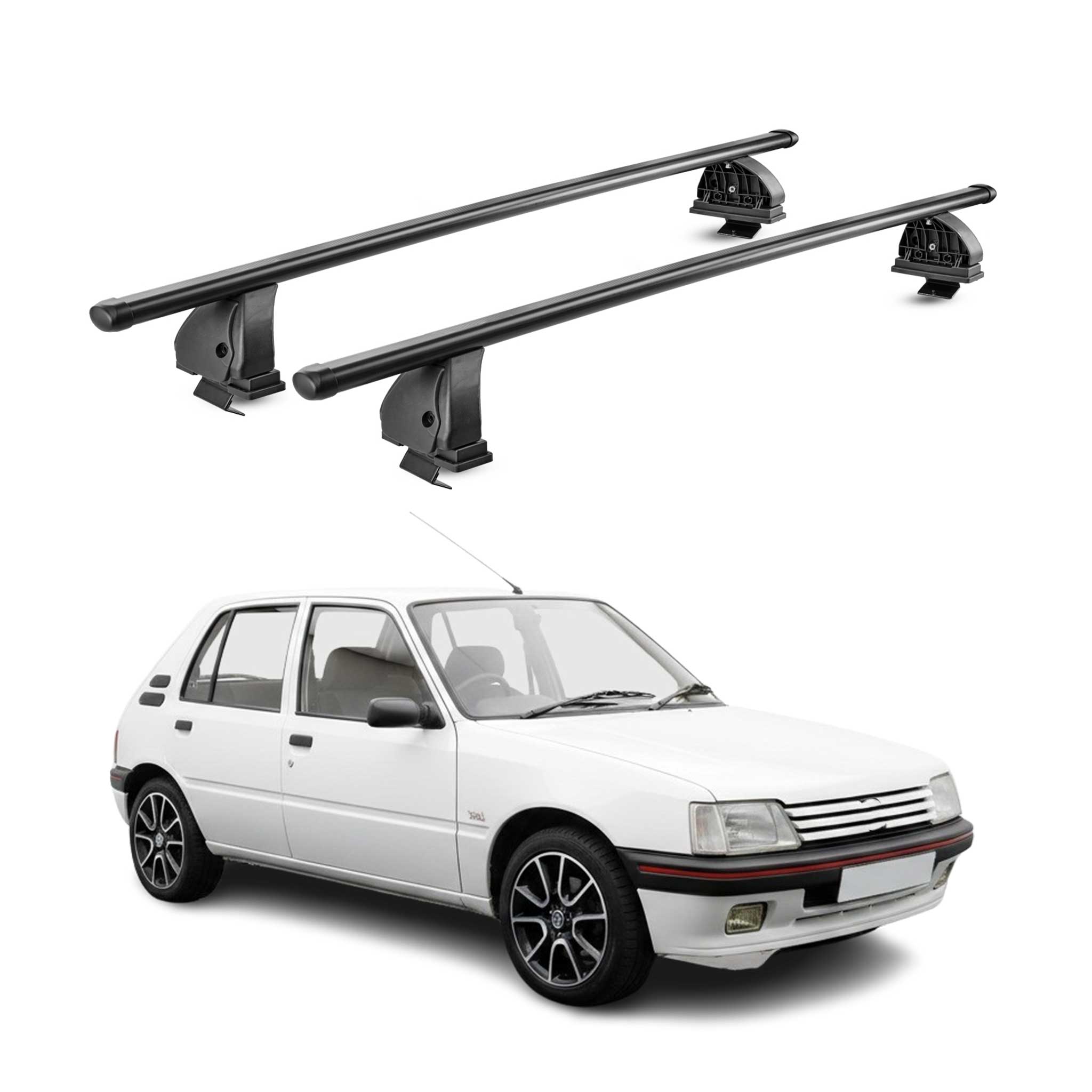 Barres de toit transversales acier pour Peugeot 205 1983-1998 5Portes Noir 2Pcs