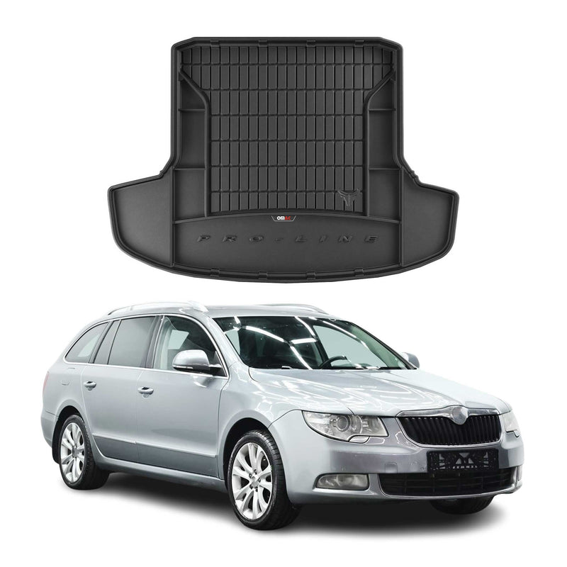 Tapis de Coffre pour Skoda SuperB 2008-2015 Noir