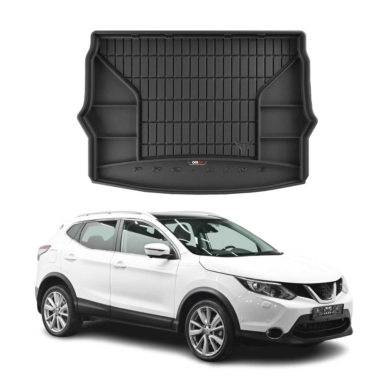 OMAC Tapis De Coffre caoutchouc pour Nissan Qashqai J11 2014-2021 Noir Premium