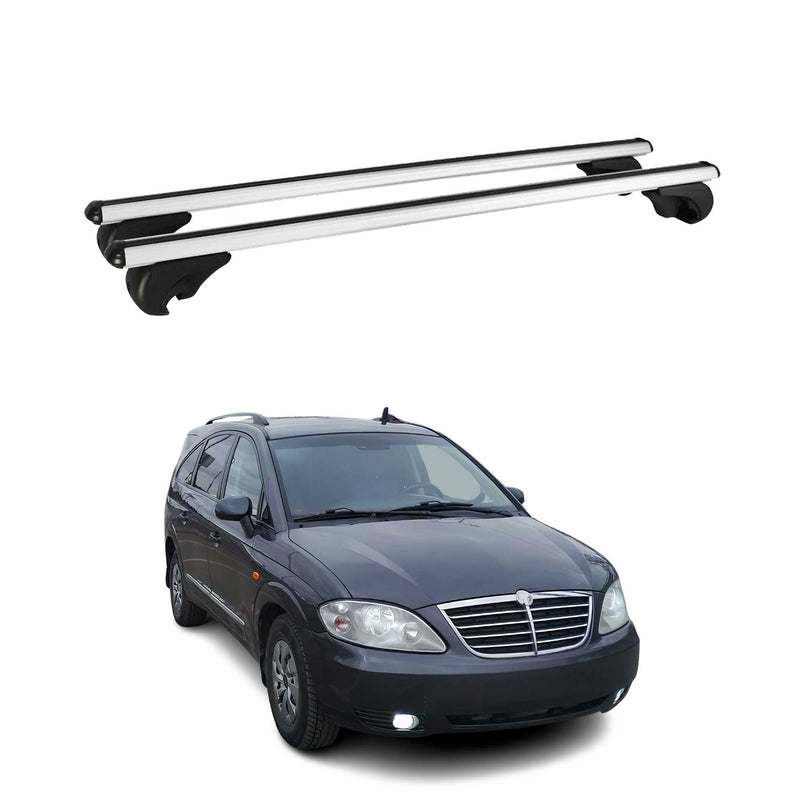 Barres de toit Transversales pour Ssangyong Rodius 2004-2012 Aluminium Argent