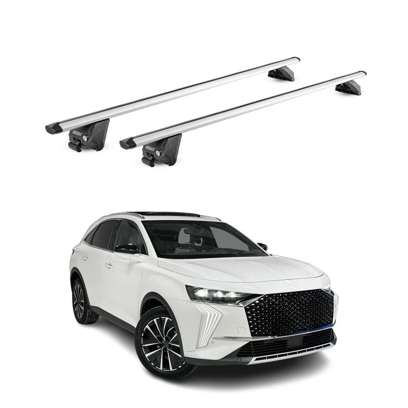Barres de toit transversales pour DS 7 2018-2025 Alu Gris Argenté 2 pièces ABE