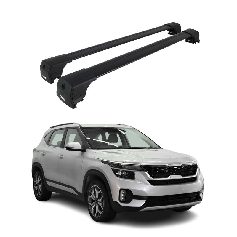 Barres de toit transversales pour Kia Seltos 2019-2025 Noir Aluminium