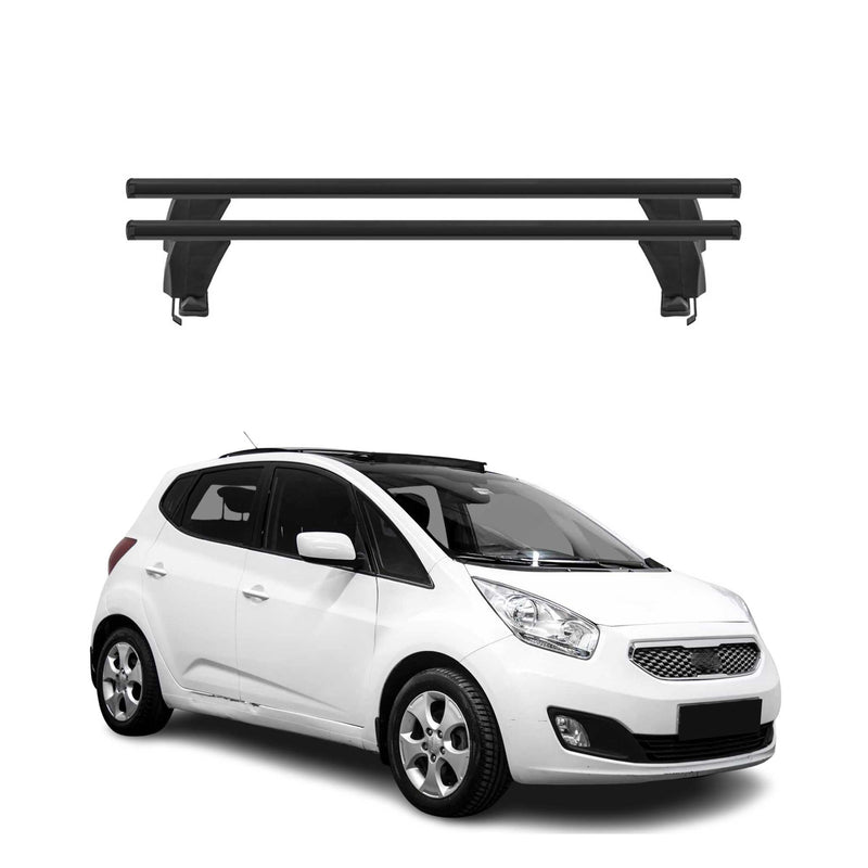 Menabo Barres de toit Transversales pour Kia Venga 2010-2014 Alu Noir ABE 2x