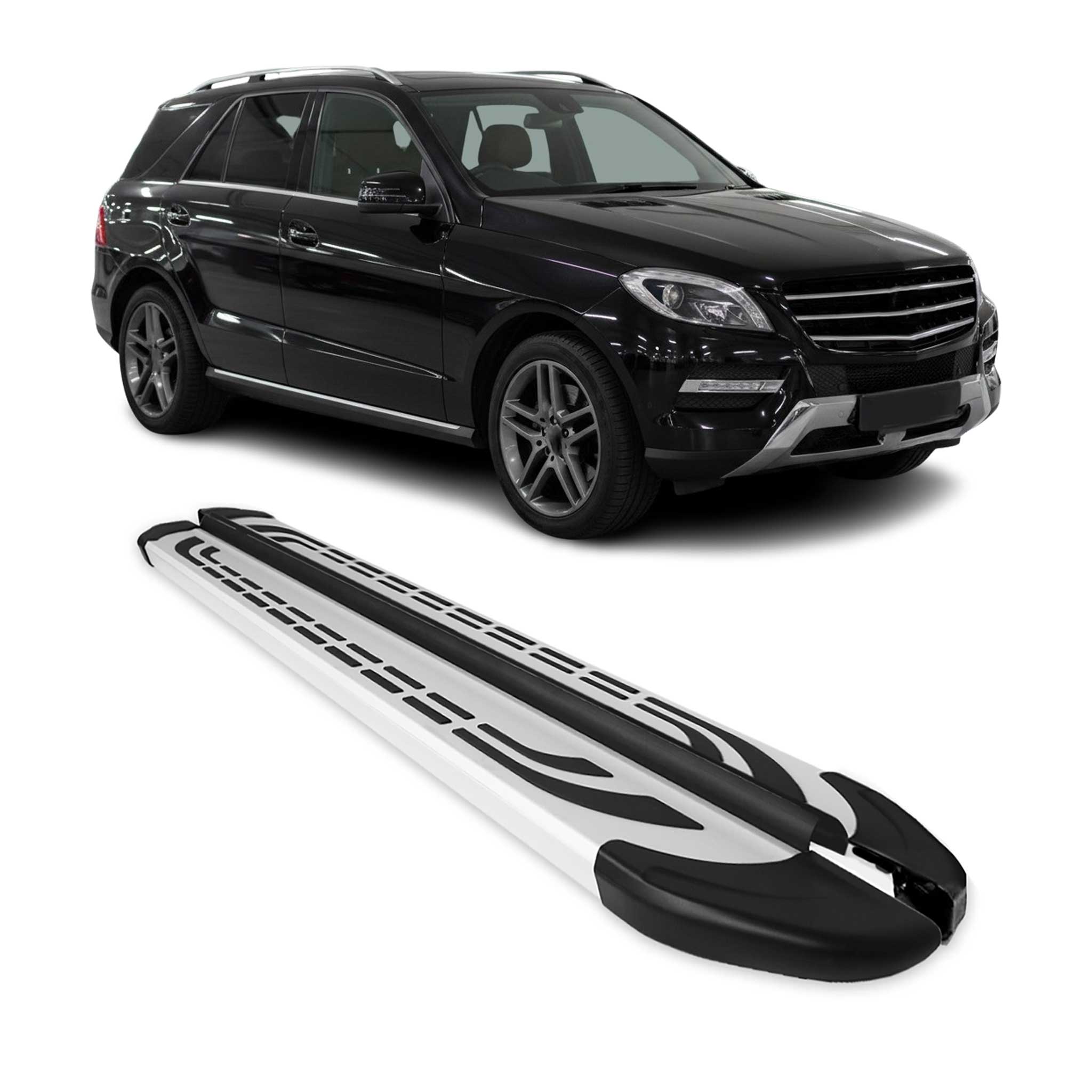 Marchepieds Latéraux pour Mercedes Classe M W166 2011-2019 Aluminium Gris 2Pcs