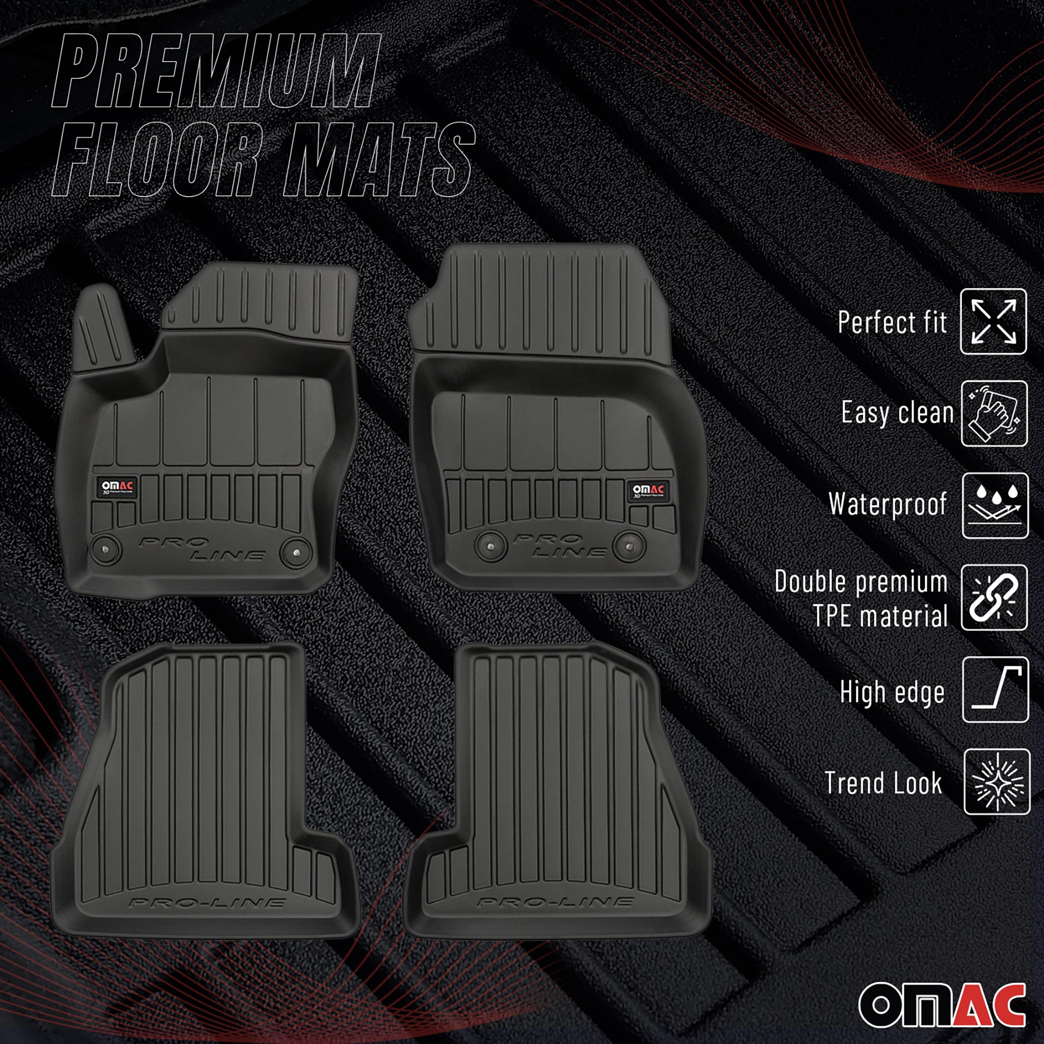 Tapis de Sol pour Ford Focus mk3 2011-2018 TPE Noir