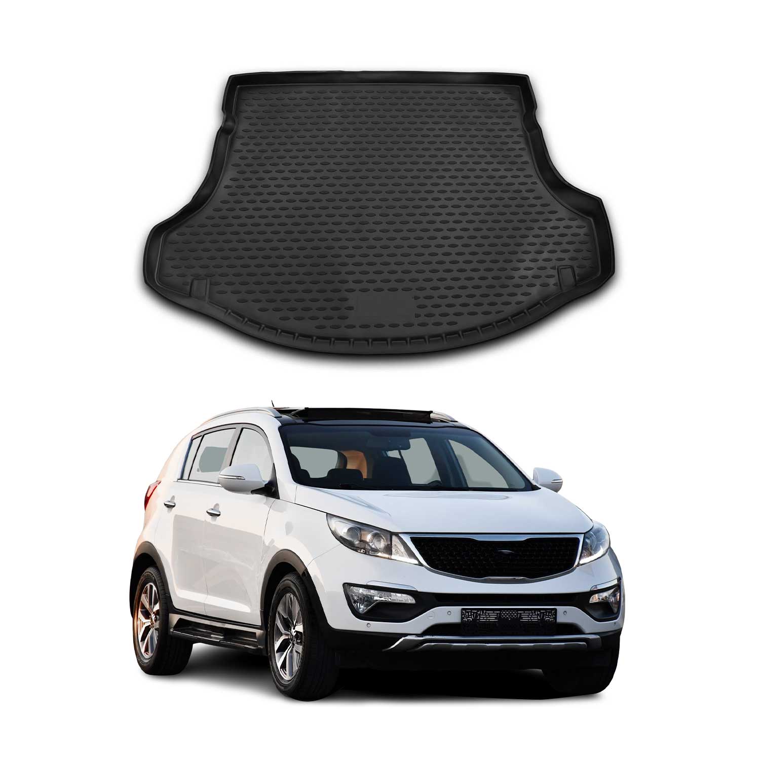 OMAC Tapis De Coffre pour KIA Sportage 2010-2015 en caoutchouc Noir