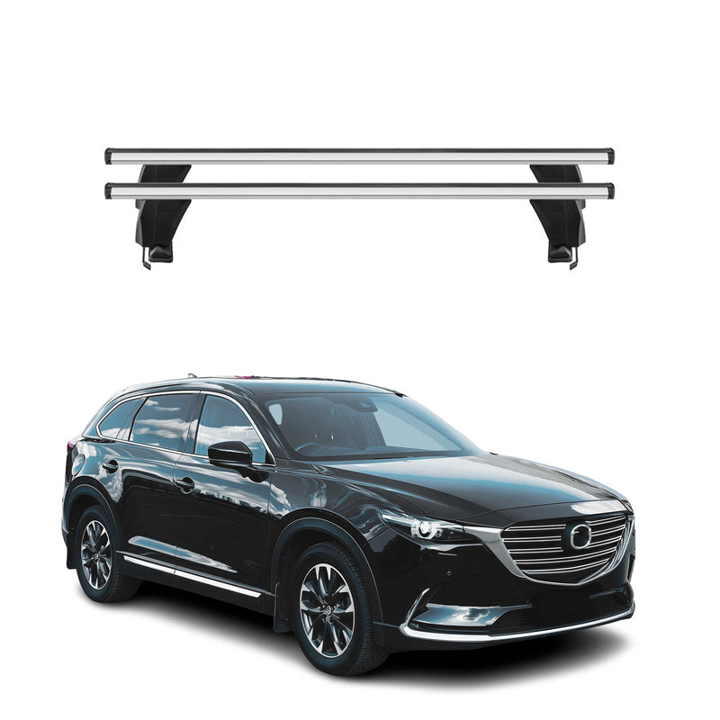 Menabo Barres de toit Transversales pour Mazda CX-9 II 2016-2025 Gris ABE 2x