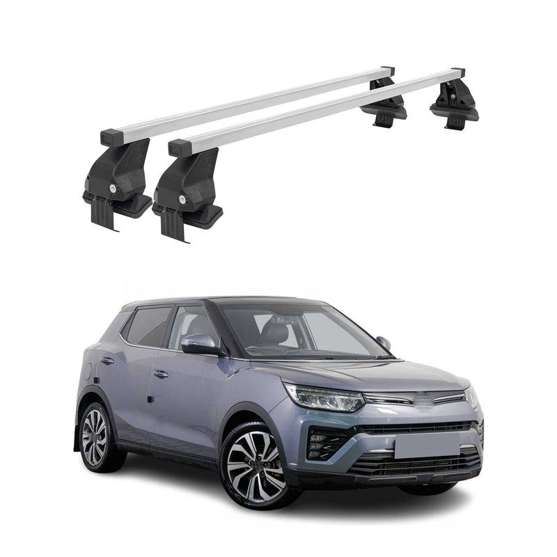 Barres de toit transversales pour Ssangyong Tivoli 2015-2023 Acier Gris 2Pcs