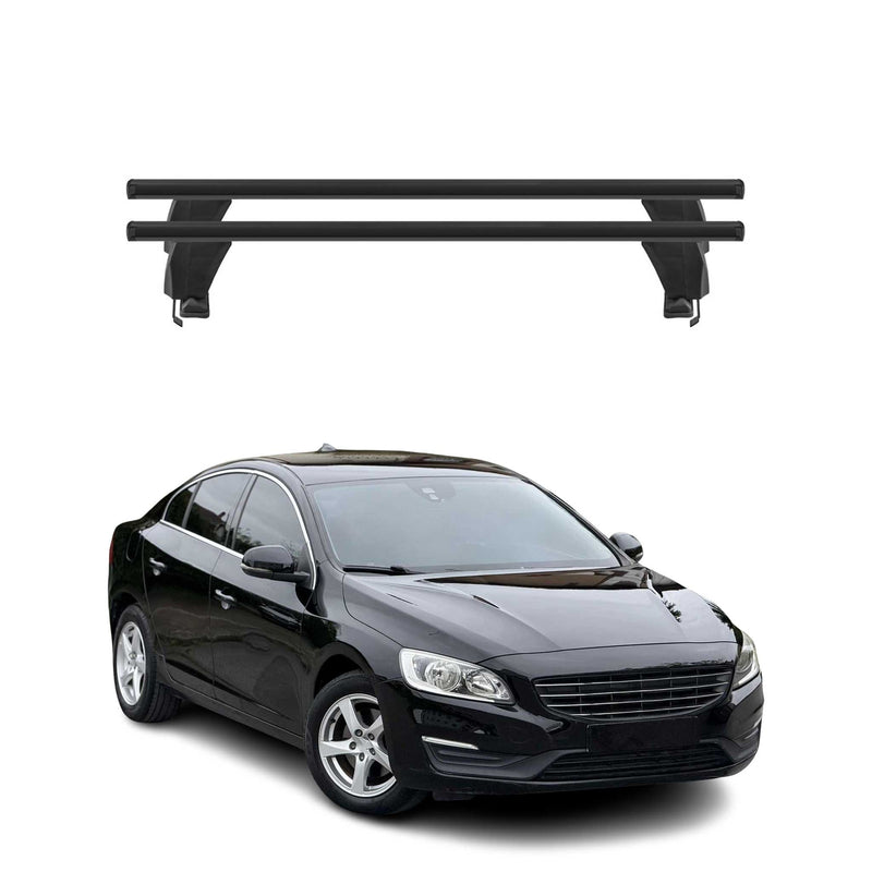 Menabo Barres de toit Transversales pour Volvo S60 2010-2018 Alu Noir ABE 2x