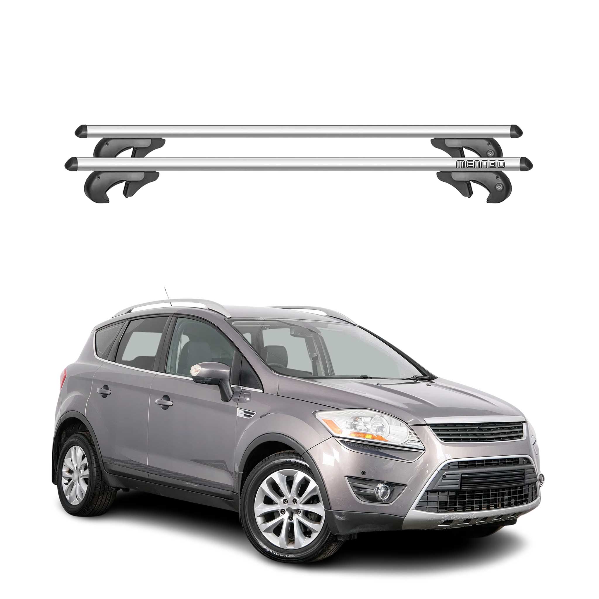Barres de toit transversales pour Ford Kuga I 2008-2012 90kg Aluminium Gris 2x
