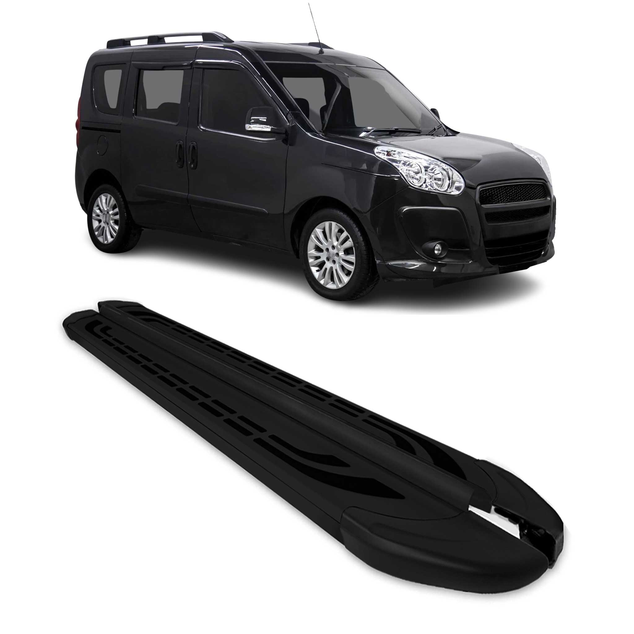 Marchepieds Latéraux pédale pour Fiat Doblo 2010-2021 L1 Aluminium Noir 2Pcs