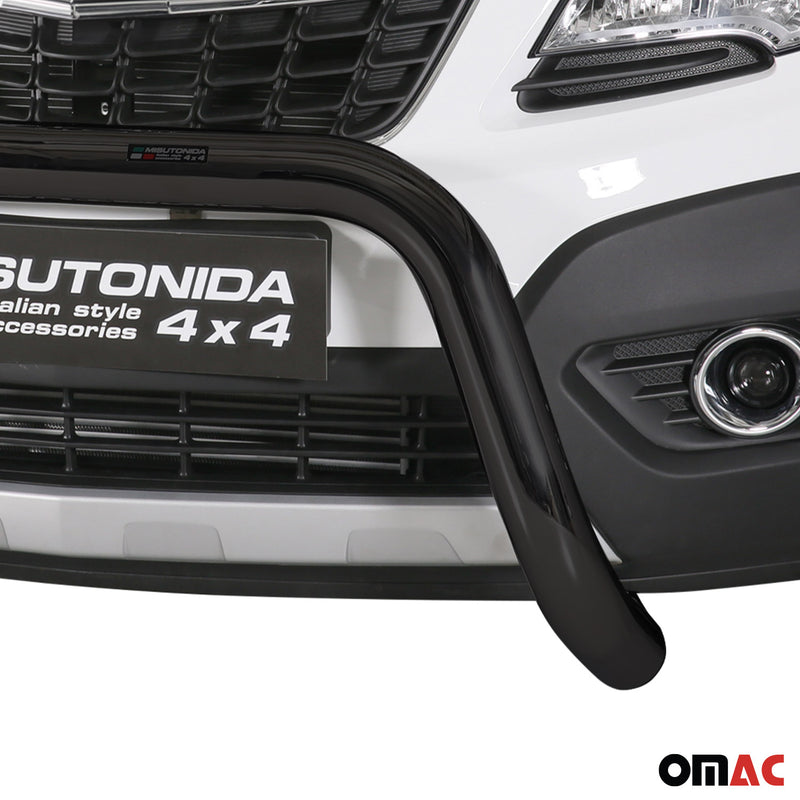 Pare-buffle Avant pour Opel Mokka 2012-2016 76 mm en Acier Noir