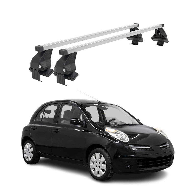 Barres de toit transversales pour Nissan Micra 2002-2010 Acier Gris