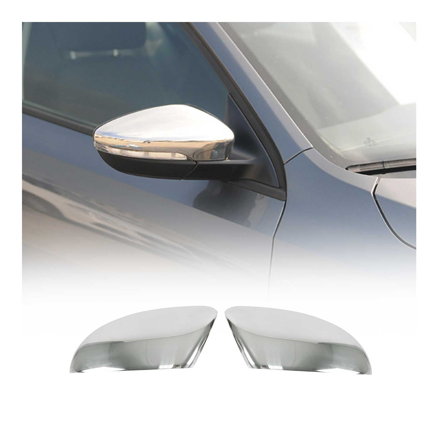 Coques de Rétroviseurs pour VW Scirocco III 2008-2017 en Acier Chromé Argent