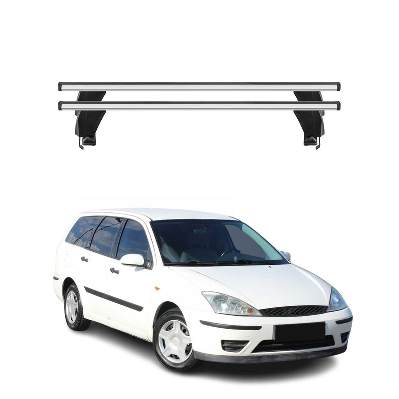 Menabo Barres de toit Transversales pour Ford Focus I Break 1998-2005 Alu Gris