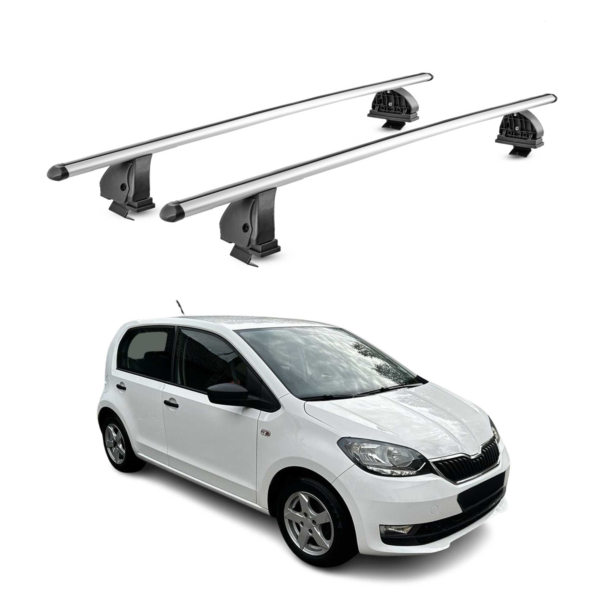 Barres de toit transversales Alu pour Skoda Citigo 2011-2020 TÜV 75 kg Gris 2Pcs