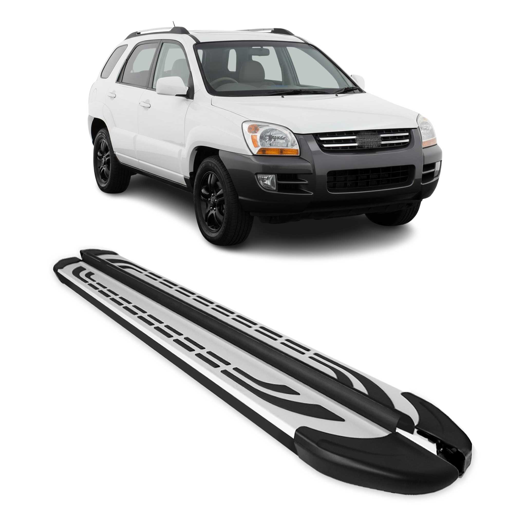 Marchepieds Latéraux pédale pour Kia Sportage 2004-2010 Aluminium Gris Noir 2x