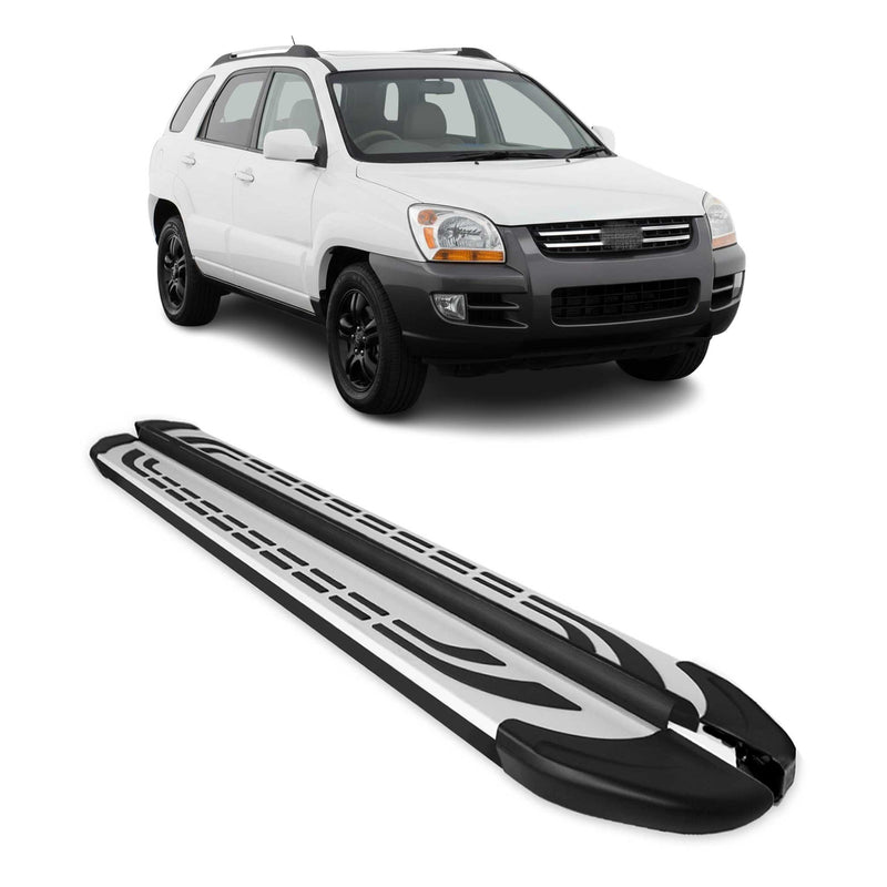 Marchepieds Latéraux pédale pour Kia Sportage 2004-2010 Aluminium Gris Noir 2x