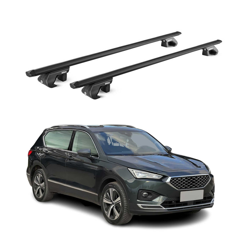 Barres de toit transversales ABE pour Seat Tarraco 2019-2025 Alu Noir 2x