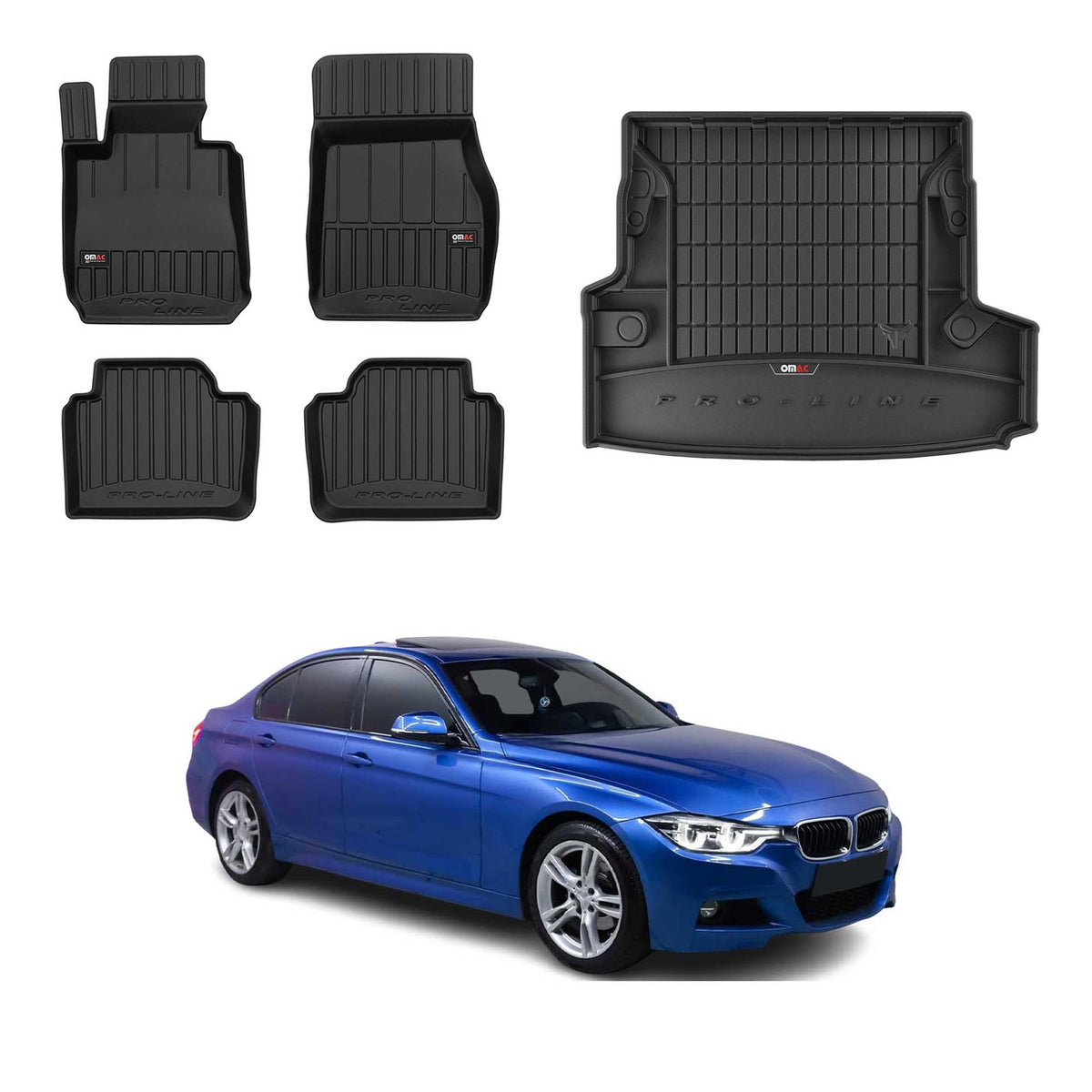 OMAC Kit Tapis de Sol et Coffre pour BMW Serie 3 F31 Break 2012-2019 RWD