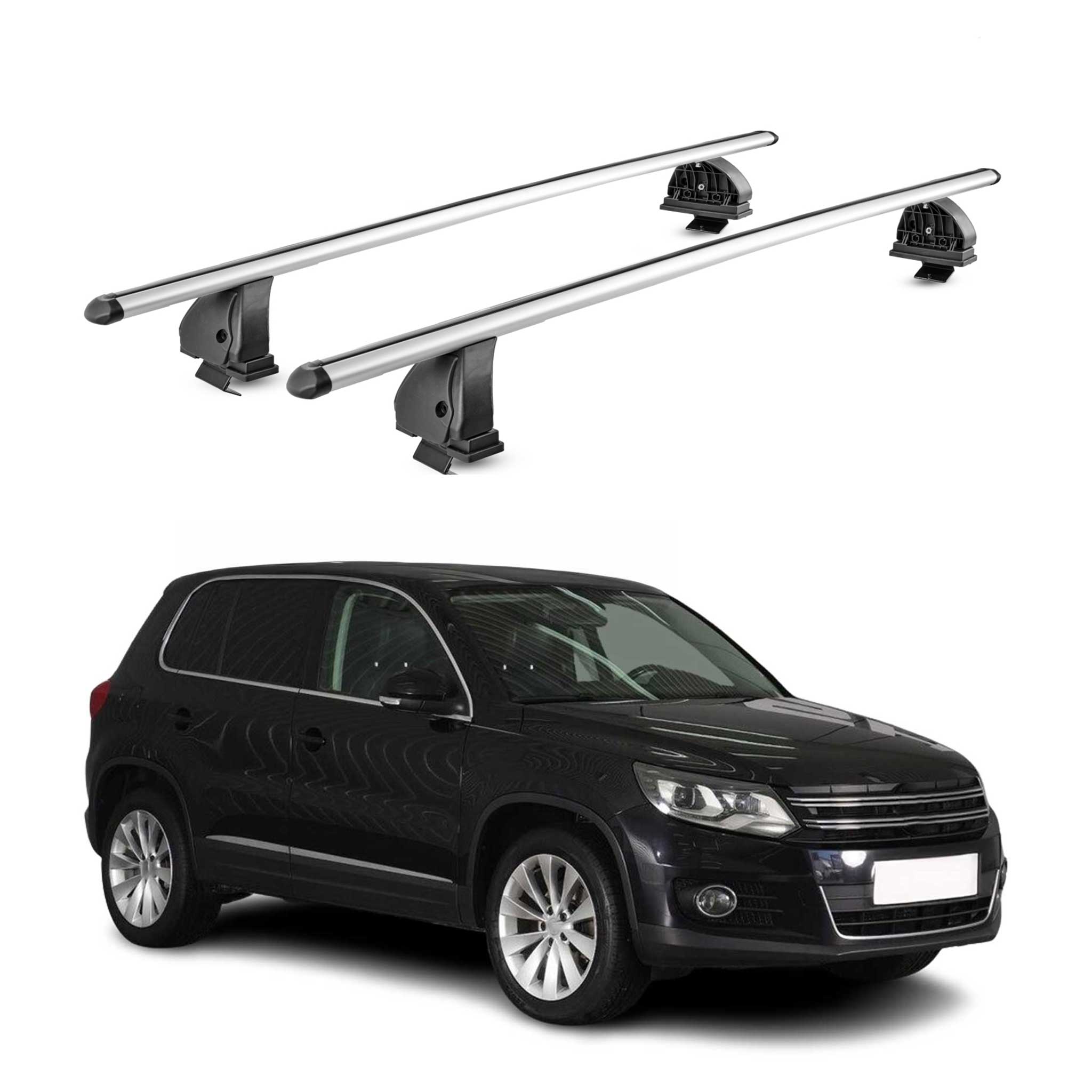Barres de toit transversales Alu pour VW Tiguan I 2007-2016 TÜV 75 kg Gris 2Pcs