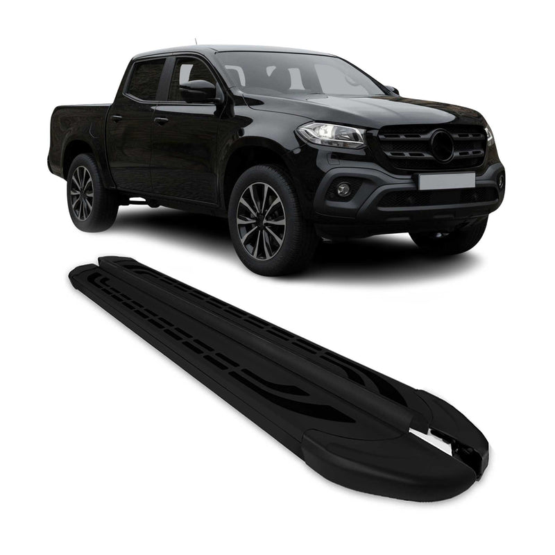 Marchepieds Latéraux pour Mercedes Classe X Double Cab 2017-2024 Alu Noir 2Pcs
