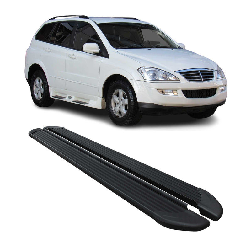 Marchepieds Latéraux pédale pour Ssangyong Kyron 2005-2014 Aluminium Noir 2Pcs