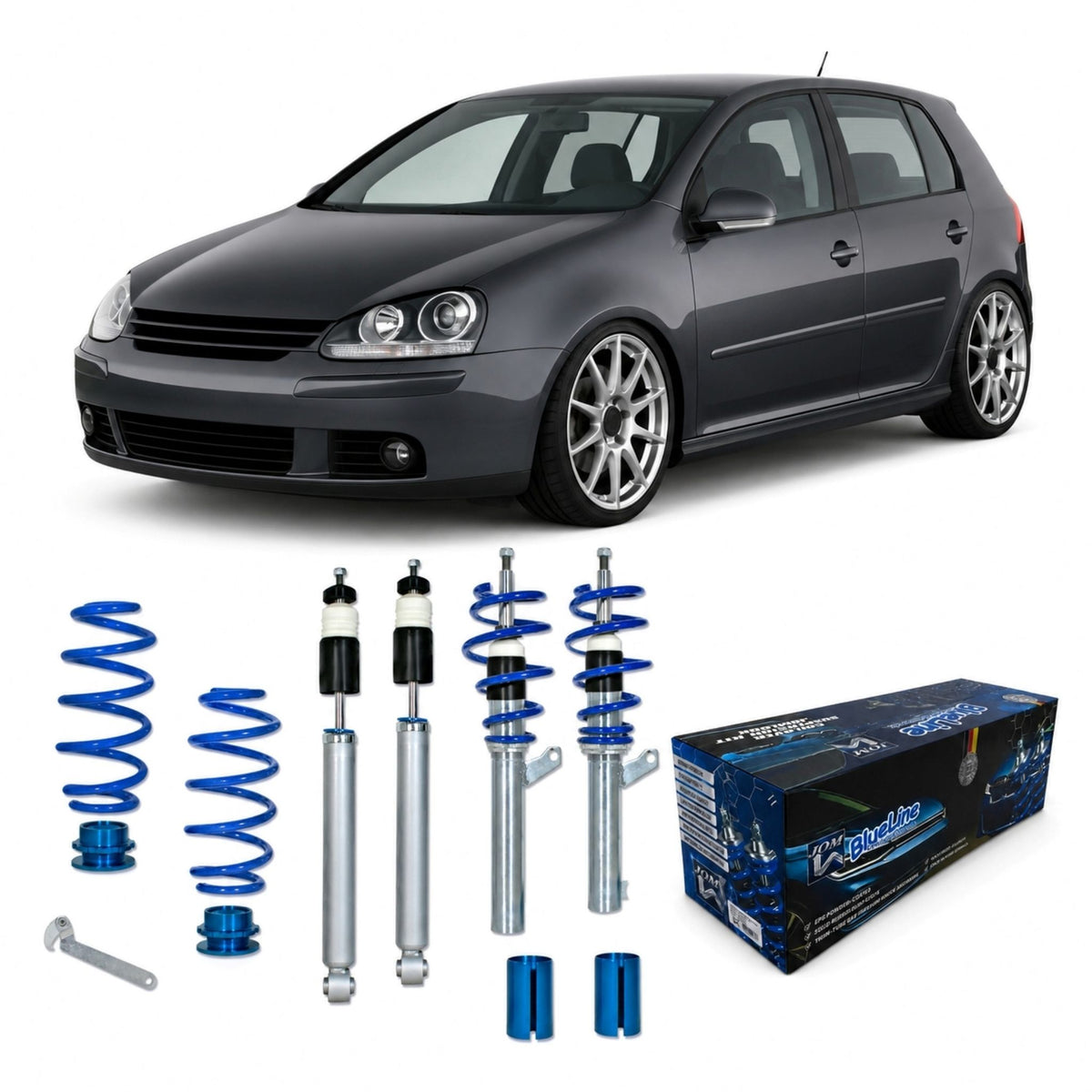 JOM BlueLine Combinés Filetés pour VW Golf 5 Ø50 / 55 mm ohne Quattro Fahrwerk