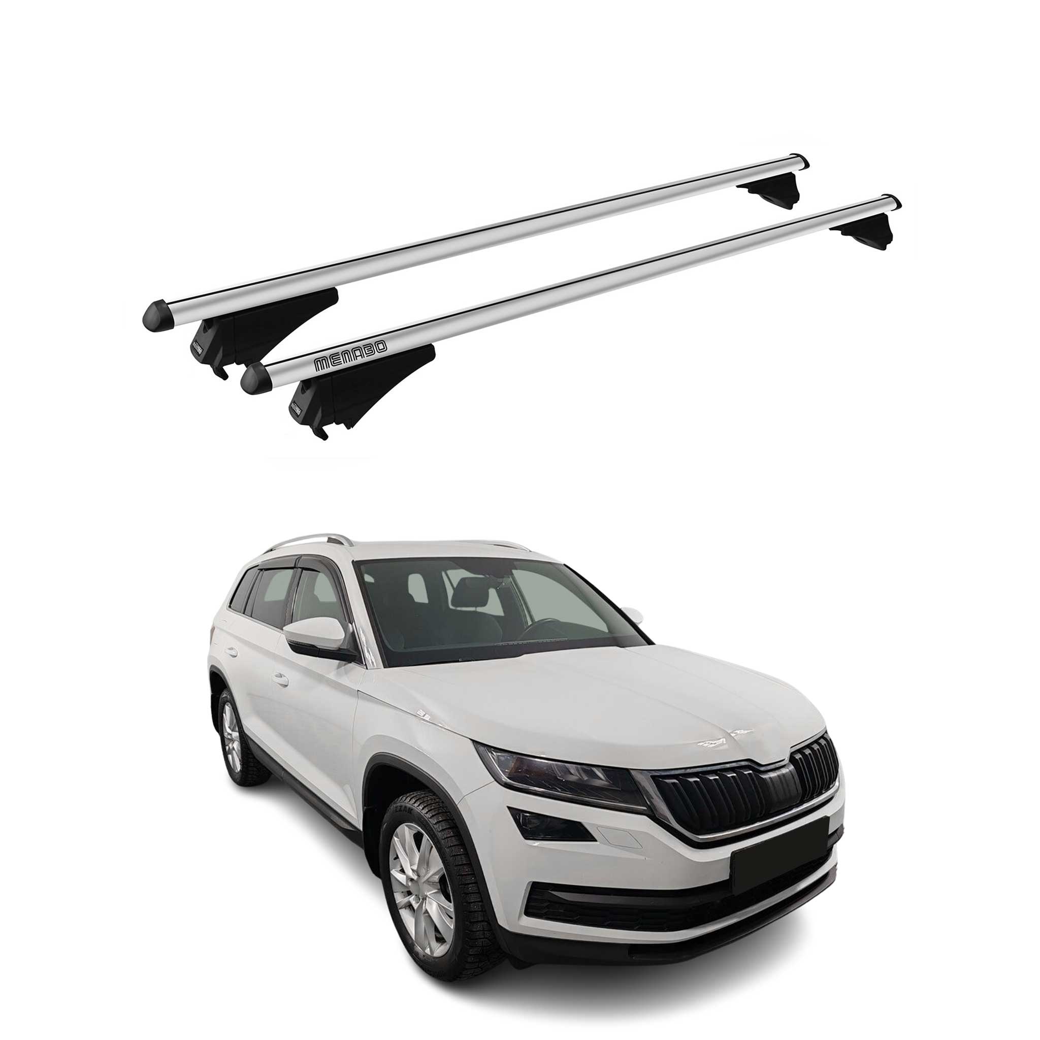 Tiger Barres De Toit Transversales pour Skoda Kodiaq mk1 2016-2024 Alu Gris 2x