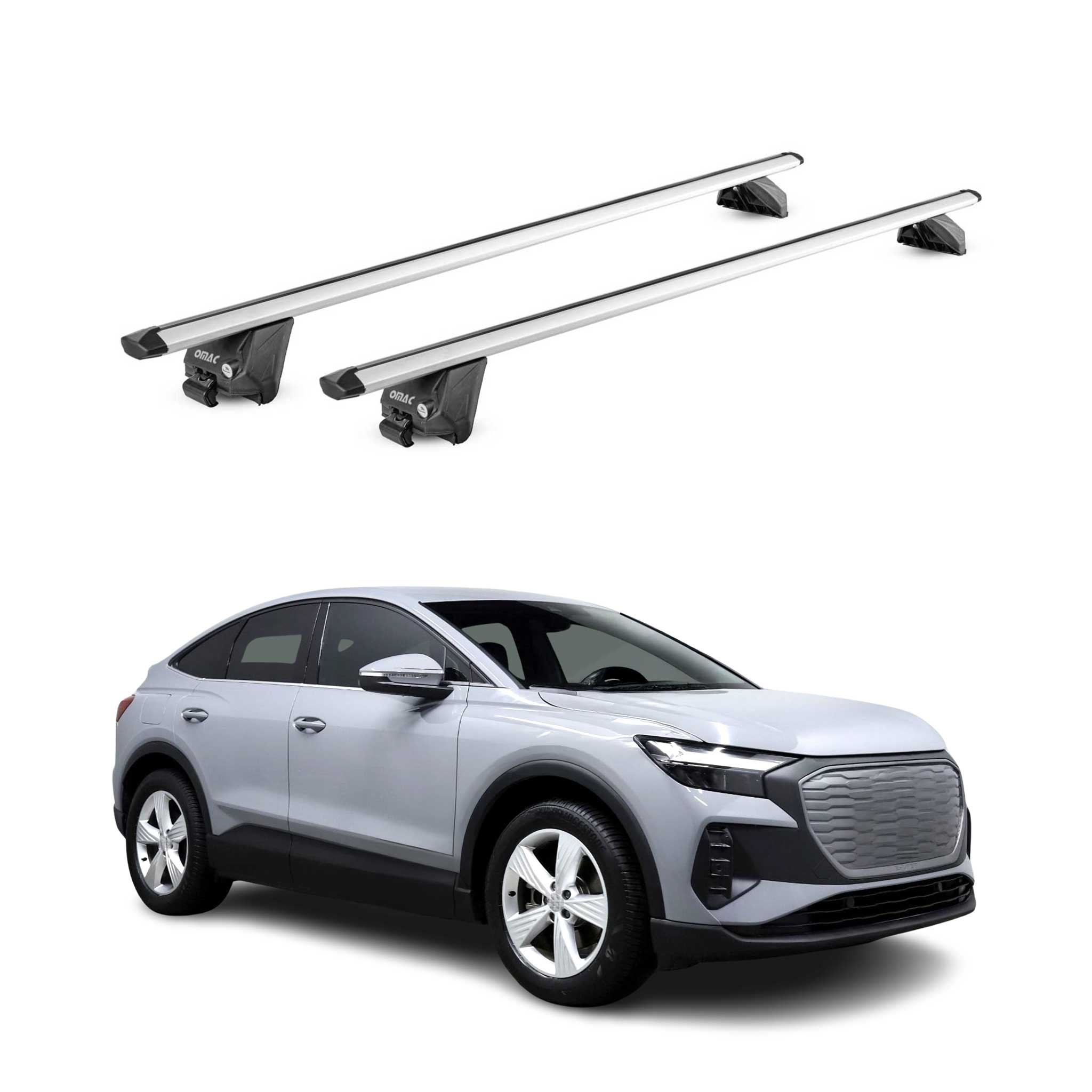 Barres de toit transversales pour Audi Q4 2021-2026 Alu Gris Argenté 2Pcs ABE