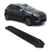 Marchepieds Latéraux pour Dacia Sandero Stepway 2007-2012 Alu Gris Noir 2Pcs